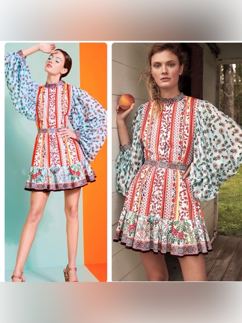 ALICE + OLIVIA Raya Mandarin-Collar Dress